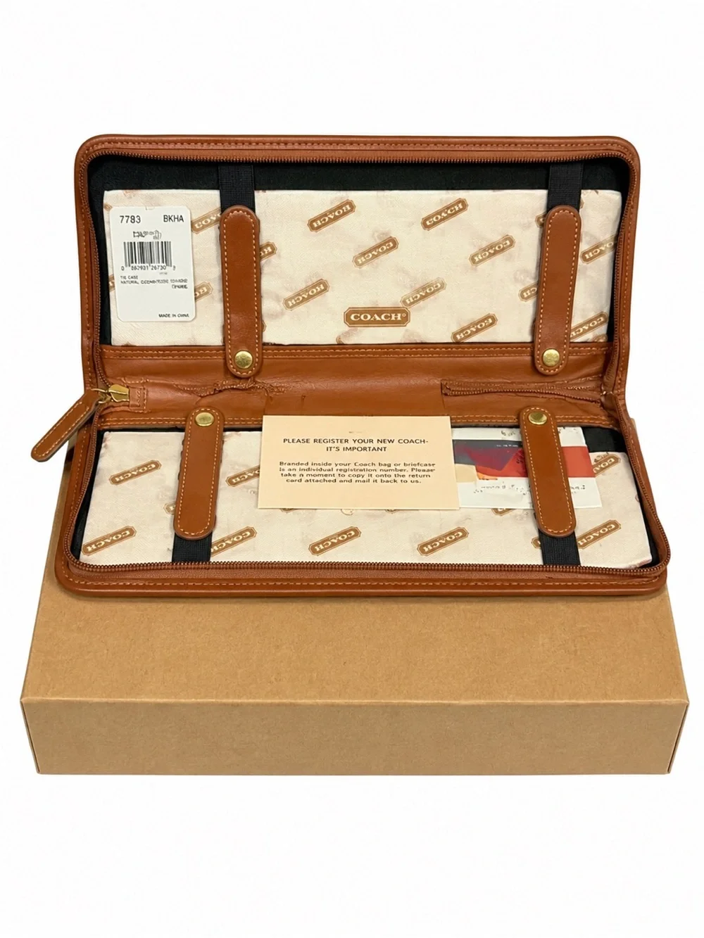 COACH British Tan Glove Tanned Leather Travel Tie Case & Accessories Case NIB